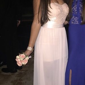 Blush Pink Long Maxi Prom Dress